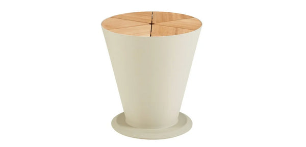 Icoo Side Table/Ice Bucket Teak Top Beige