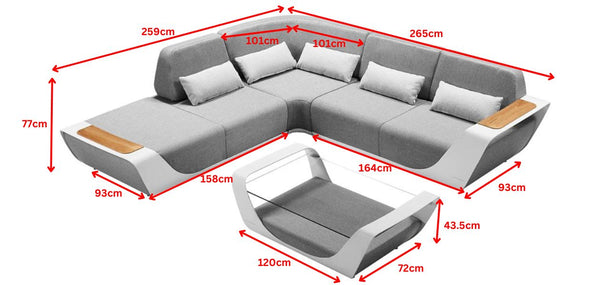 Onda L-Shape Sofa Set High Back Grey